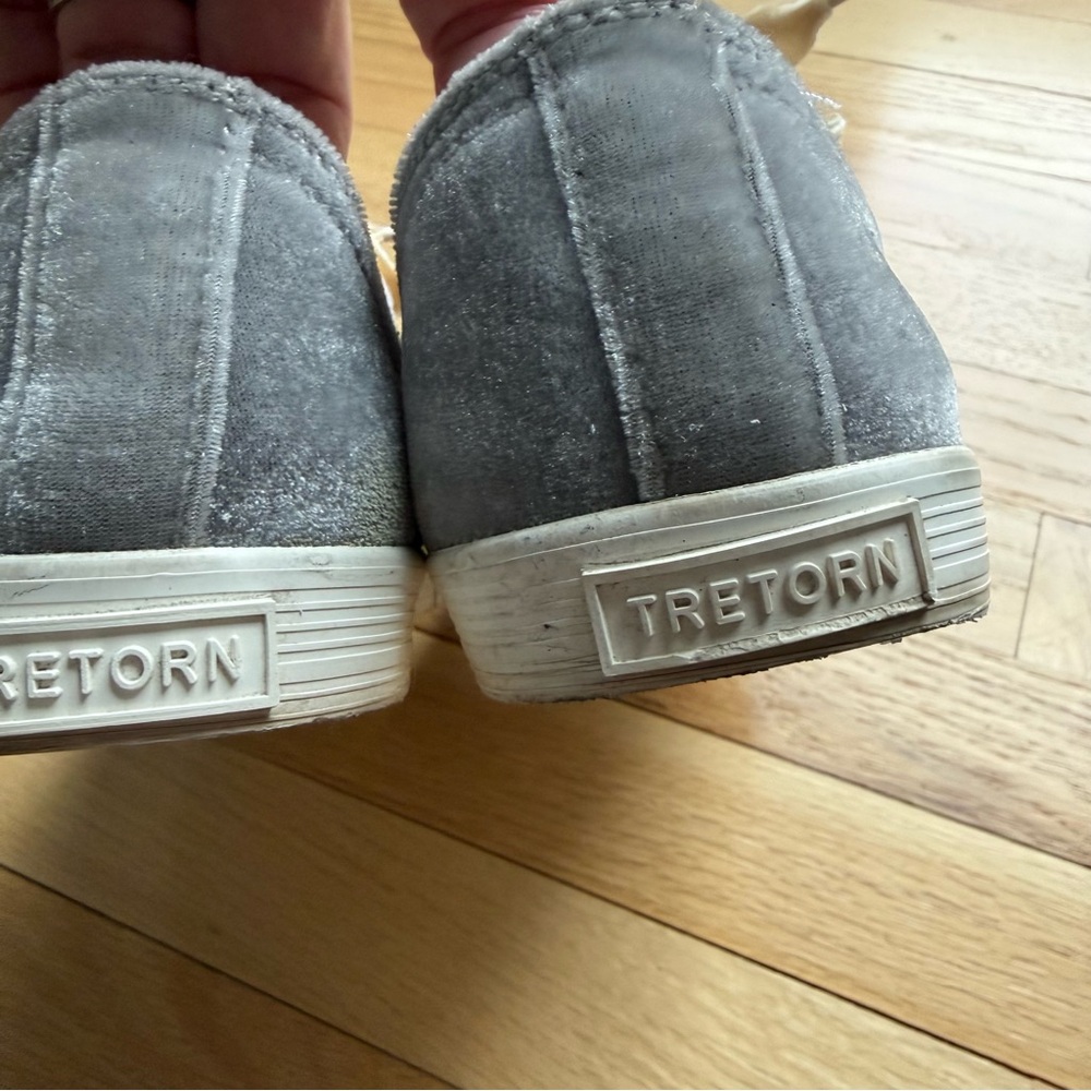 Tretorn Velvet Lace-Up Sneakers in Gray, Women’s Size 8.5 - Picture 6 of 12